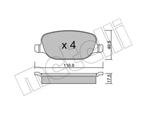 Комплект тормозных колодок, дисковый тормоз METELLI 22-0704-0 - Фото #1