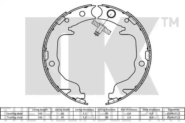 Комплект тормозных колодок, стояночная тормозная система NK 2793799 - Фото #2
