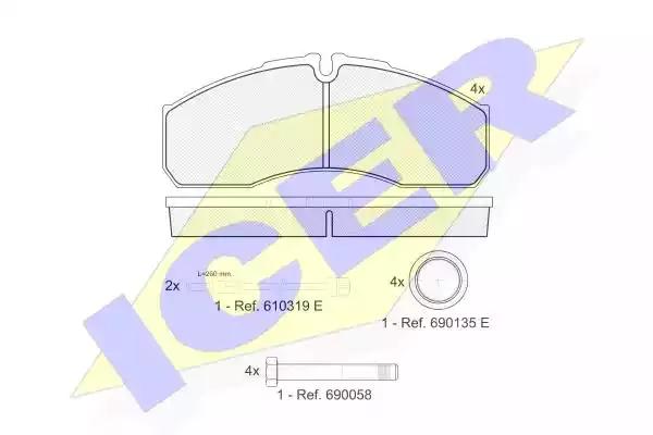 Комплект тормозных колодок, дисковый тормоз ICER 141499 - Фото #1
