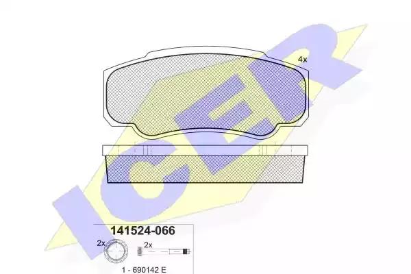 Комплект гальмівних колодок, дискове гальмо ICER 141524-066 - Фото #1
