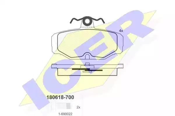 Комплект тормозных колодок, дисковый тормоз ICER 180618-700 - Фото #1