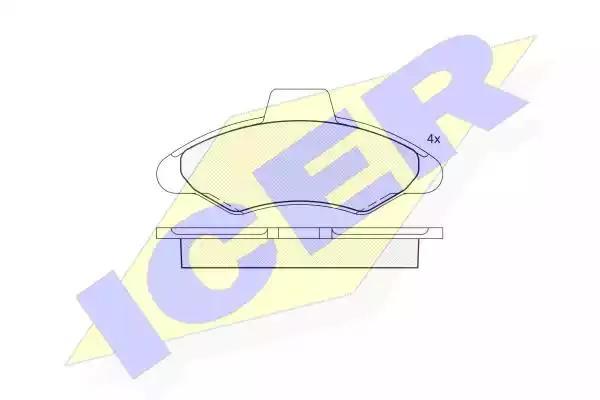 Комплект гальмівних колодок, дискове гальмо ICER 180790 - Фото #1