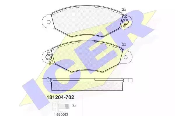 Комплект тормозных колодок, дисковый тормоз ICER 181204-702 - Фото #1