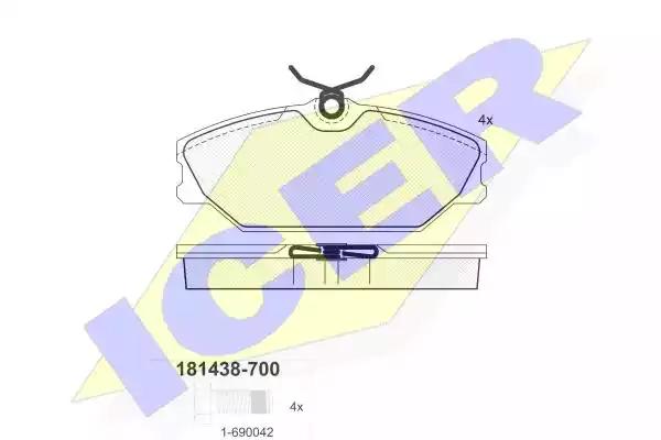 Комплект тормозных колодок, дисковый тормоз ICER 181438-700 - Фото #1