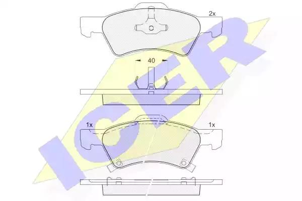 Комплект тормозных колодок, дисковый тормоз ICER 181544 - Фото #1