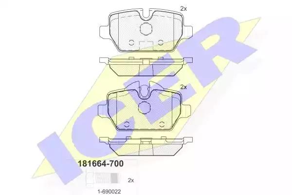 Комплект тормозных колодок, дисковый тормоз ICER 181664-700 - Фото #1