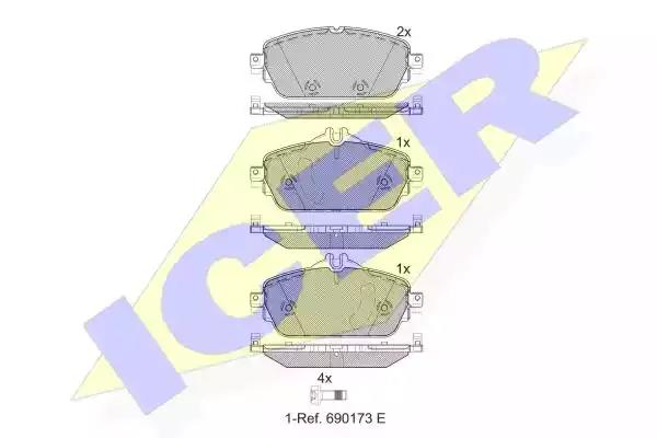 Комплект гальмівних колодок, дискове гальмо ICER 182212 - Фото #1