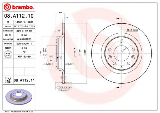 Тормозной диск BREMBO 08.A112.11 - Фото #1