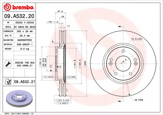 Тормозной диск BREMBO 09.A532.20 - Фото #1