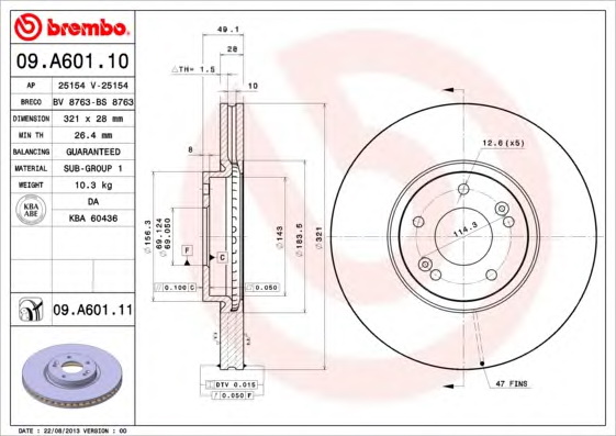 Тормозной диск BREMBO 09.A601.11 - Фото #1