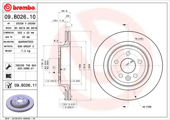 Тормозной диск BREMBO 09.B026.11 - Фото #1