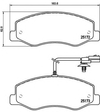 Комплект тормозных колодок, дисковый тормоз BREMBO P 68 061 - Фото #1