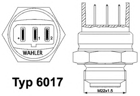 Термивимикач, вентилятор радіатора WAHLER 6017.95D - Фото #2