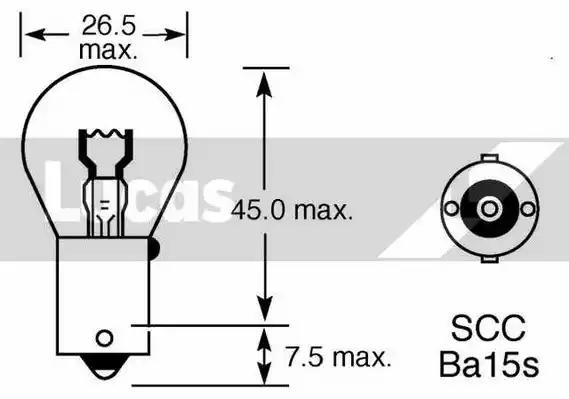 Лампа накаливания, фонарь указателя поворота LUCAS ELECTRICAL LLB382T - Фото #1
