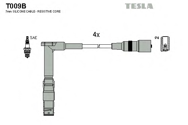 Комплект проводов зажигания TESLA T009B - Фото #1