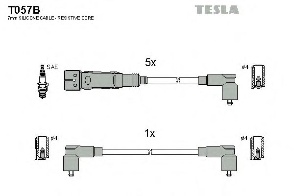 Комплект проводов зажигания TESLA T057B - Фото #1