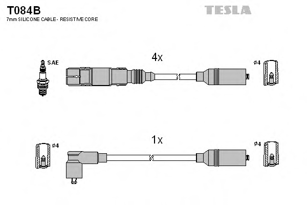 Комплект проводів запалювання TESLA T084B - Фото #1