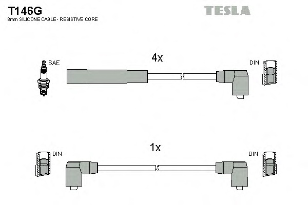 Комплект кабелiв запалювання TESLA T146G - Фото #1