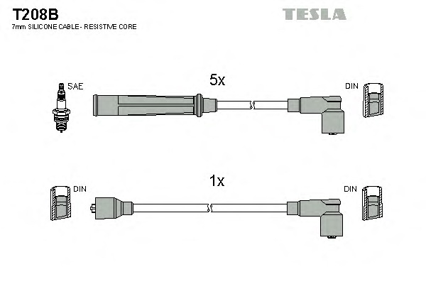 Комплект проводов зажигания TESLA T208B - Фото #1