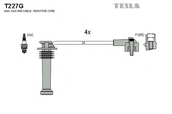 Комплект проводів запалювання TESLA T227G - Фото #1