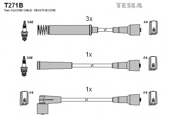 Комплект проводов зажигания TESLA T271B - Фото #1