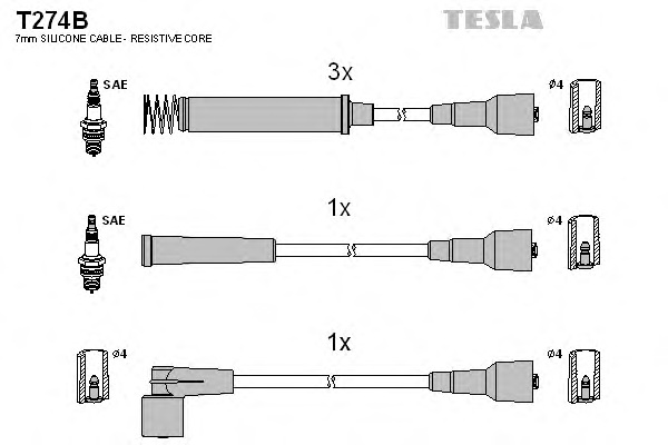 Комплект проводов зажигания TESLA T274B - Фото #1
