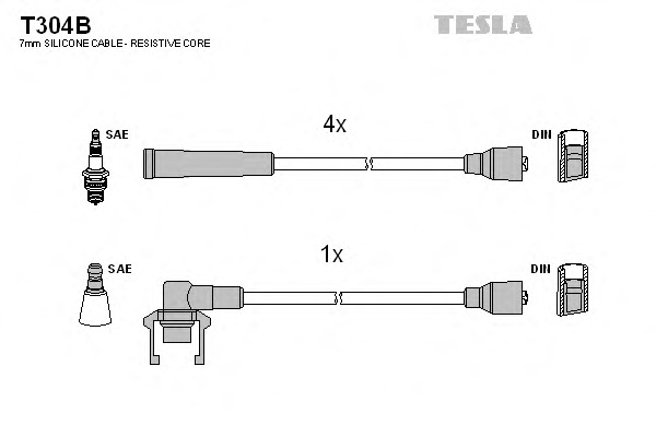 Комплект проводів запалювання TESLA T304B - Фото #1