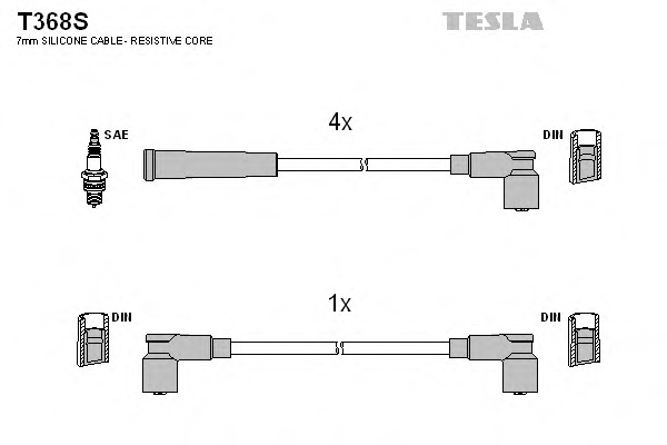 Комплект проводов зажигания TESLA T368S - Фото #1