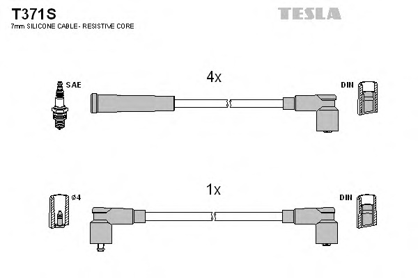 Комплект проводов зажигания TESLA T371S - Фото #1