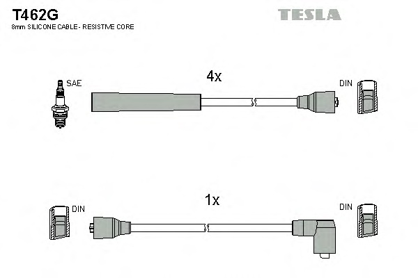 Комплект проводов зажигания TESLA T462G - Фото #1