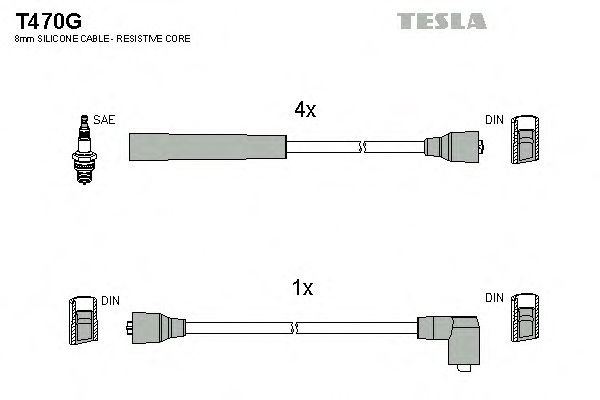 Комплект проводов зажигания TESLA T470G - Фото #1