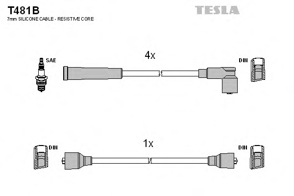 Комплект проводов зажигания TESLA T481B - Фото #1