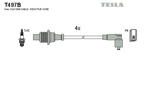 Комплект проводів запалювання TESLA T497B - Фото #1