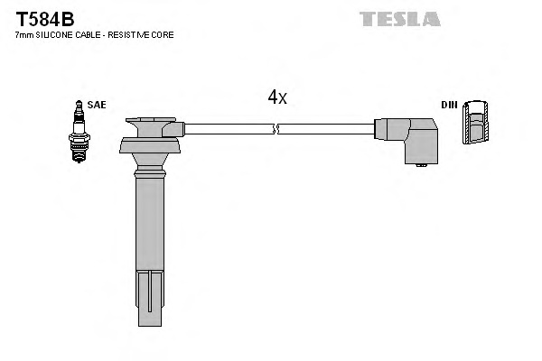 Комплект проводов зажигания TESLA T584B - Фото #1