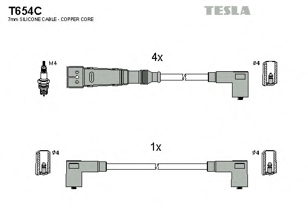 Комплект проводов зажигания TESLA T654C - Фото #1