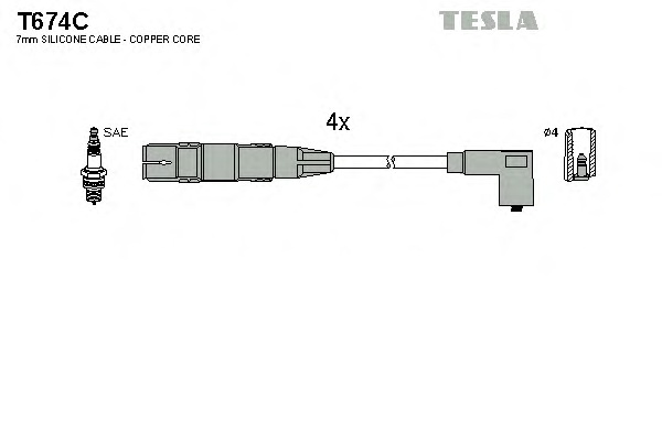 Комплект проводов зажигания TESLA T674C - Фото #1