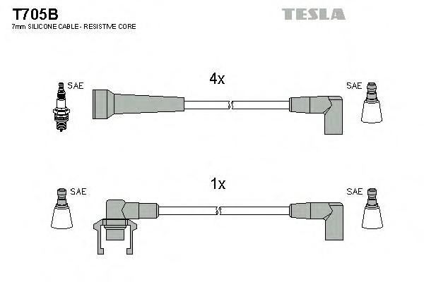 Комплект проводов зажигания TESLA T705B - Фото #1