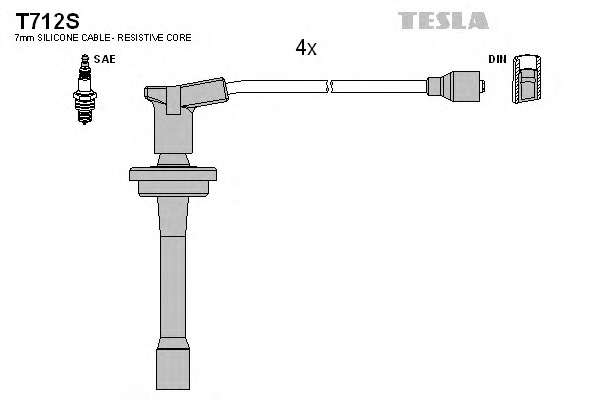 Комплект проводов зажигания TESLA T712S - Фото #1