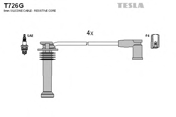 Комплект проводов зажигания TESLA T726G - Фото #1