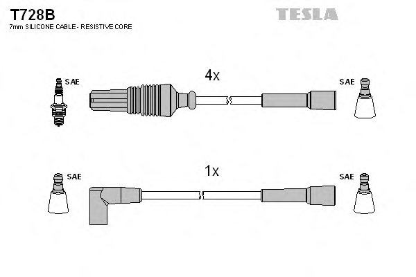 Комплект проводов зажигания TESLA T728B - Фото #1