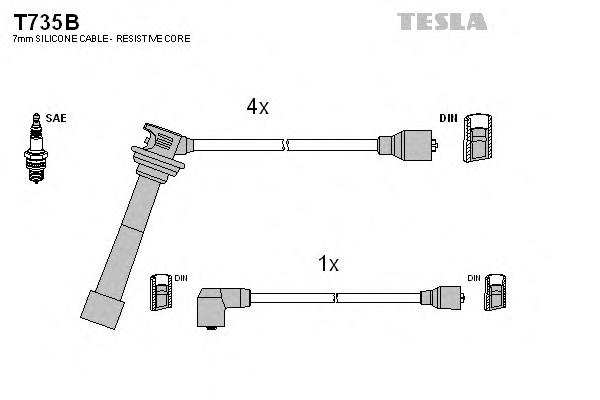 Комплект проводов зажигания TESLA T735B - Фото #1