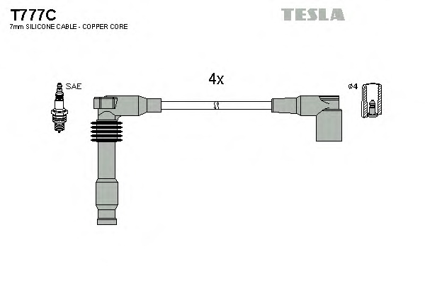 Комплект проводов зажигания TESLA T777C - Фото #1