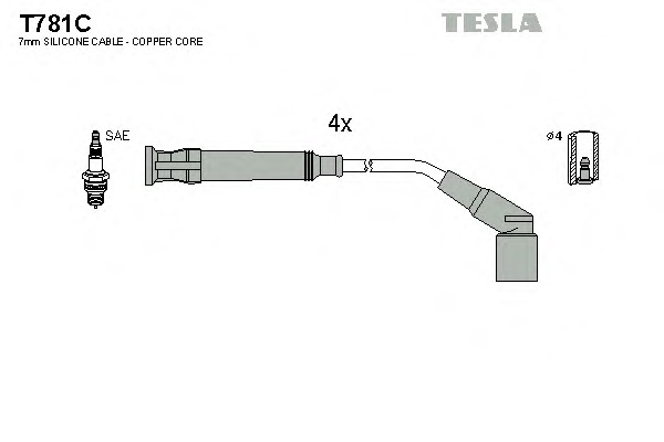 Комплект кабелiв запалювання TESLA T781C - Фото #1