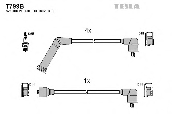 Комплект проводів запалювання TESLA T799B - Фото #1