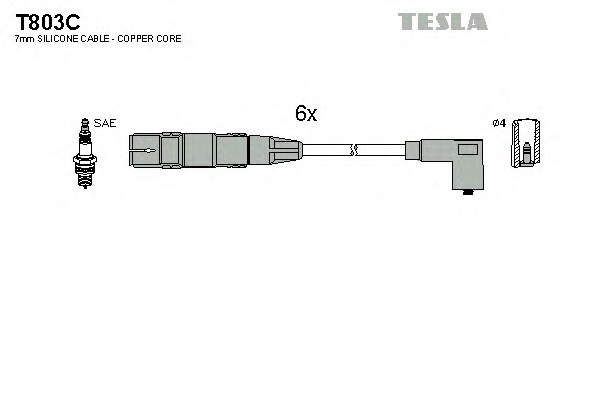 Комплект проводів запалювання TESLA T803C - Фото #1