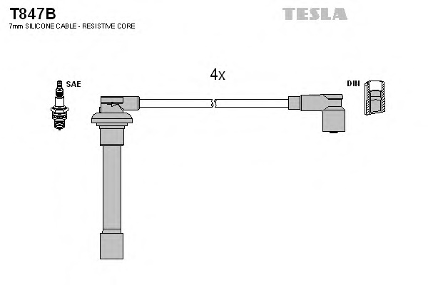 Комплект проводов зажигания TESLA T847B - Фото #1