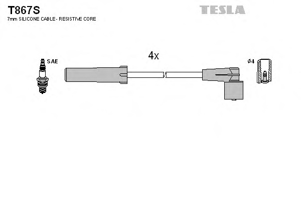 Комплект проводов зажигания TESLA T867S - Фото #1