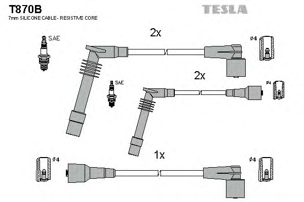Комплект кабелiв запалювання TESLA T870B - Фото #1