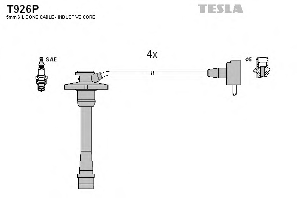 Комплект проводов зажигания TESLA T926P - Фото #1