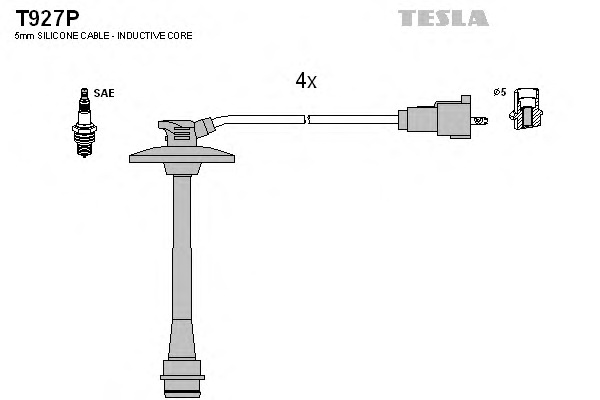 Комплект проводов зажигания TESLA T927P - Фото #1